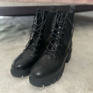 Black Lace-Up Combat/Ankle Boots